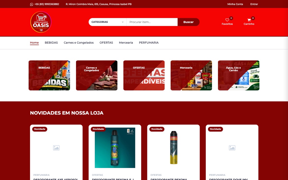 Loja virtual do Mercadinho Oásis