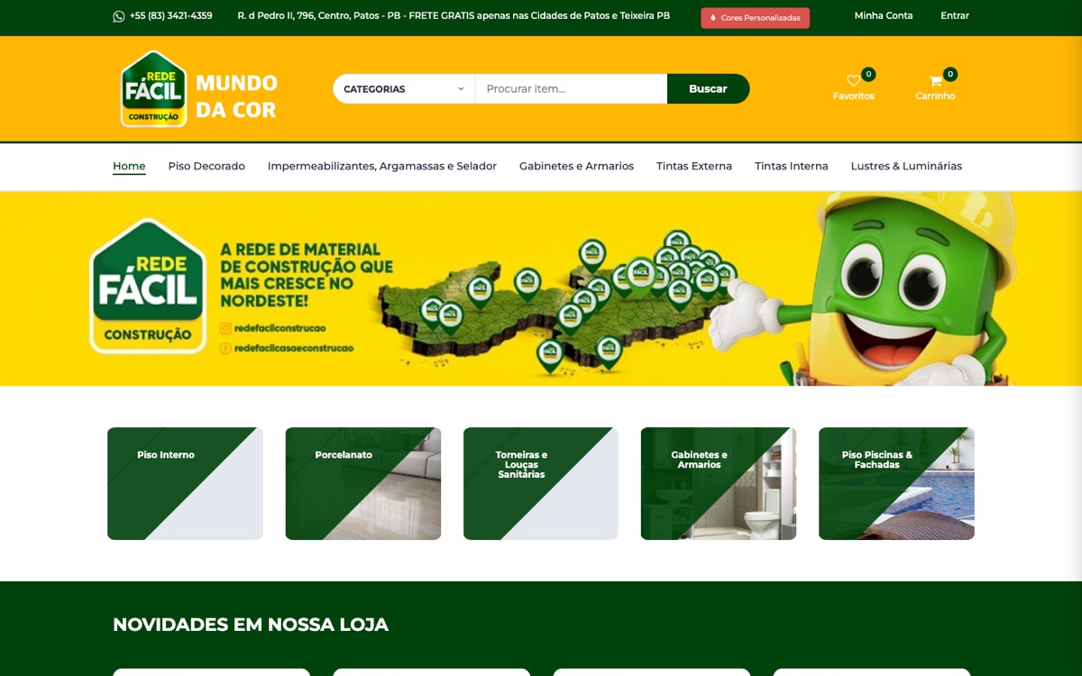 Loja virtual Rede Fácil Mundo da Cor, feita na plataforma Vitrine Digital